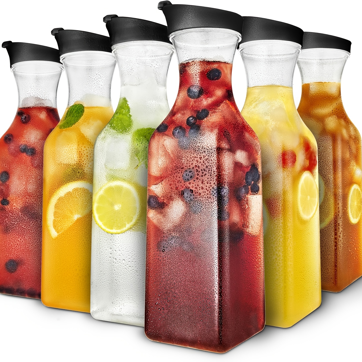 5pcs 3pcs 2l square storage bottles lids juice bottles black - Temu