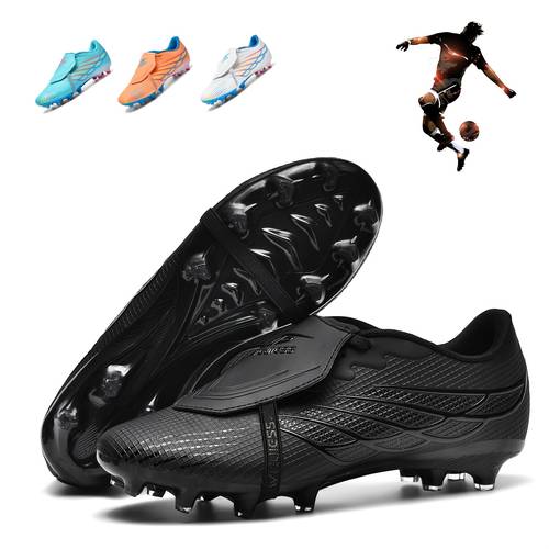 soccer cleats all weather traction football with ankle non slip studs pu upper for training matches grass turf black options sizes durable sports boots for teenager