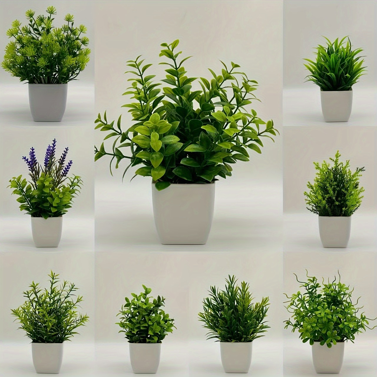 6 Mini Plantes Artificielles En Pot - Verdure Plastique Realiste - Décoration Intérieur Bureau Ou Salle De Bain