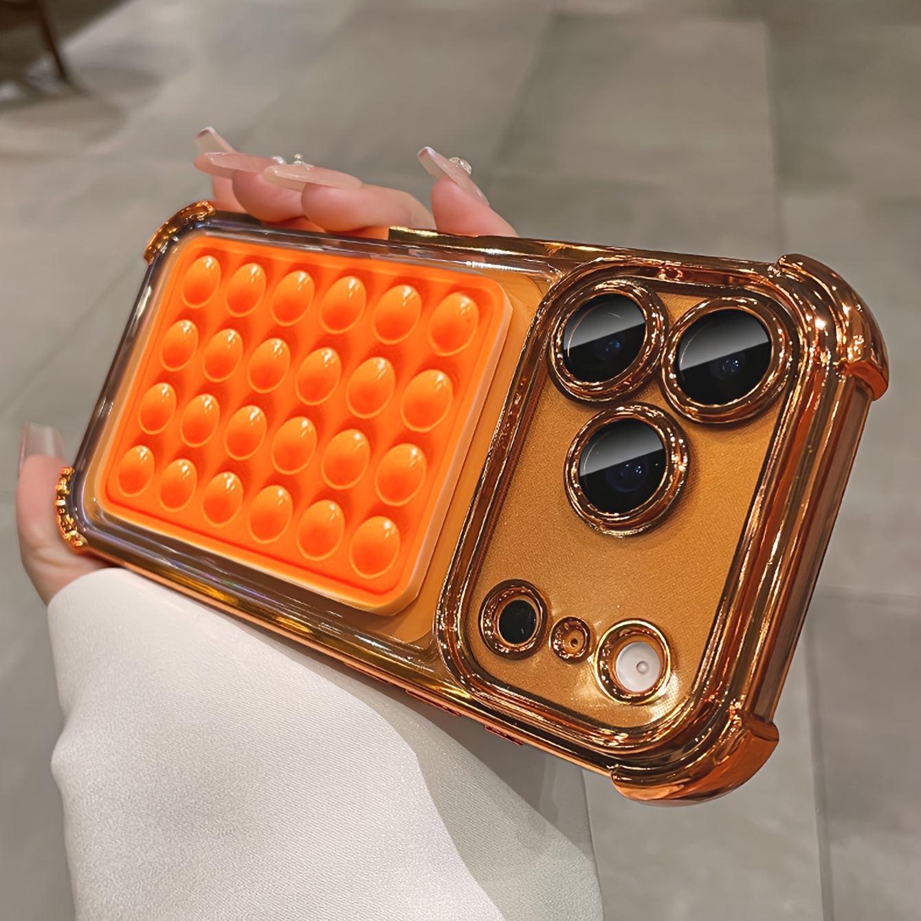 TEMU Phone Case: Diy Four-corner Electroplated Suction Cup Holder Clear Phone Case Compatible With Iphone 17 Pro Max 17 Pro 17 16 Pro 15 Pro Max 15