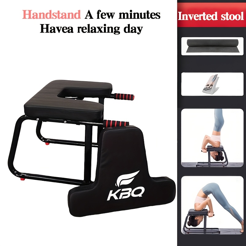 Multi-functional Stool With Rotating Base & Anti-slip Pad Suitable For Home Gym, Double-armrest Yoga Headrest Chair, Balance Training Standing Chair, Assistance Device For Inversion, Squatting, Push-