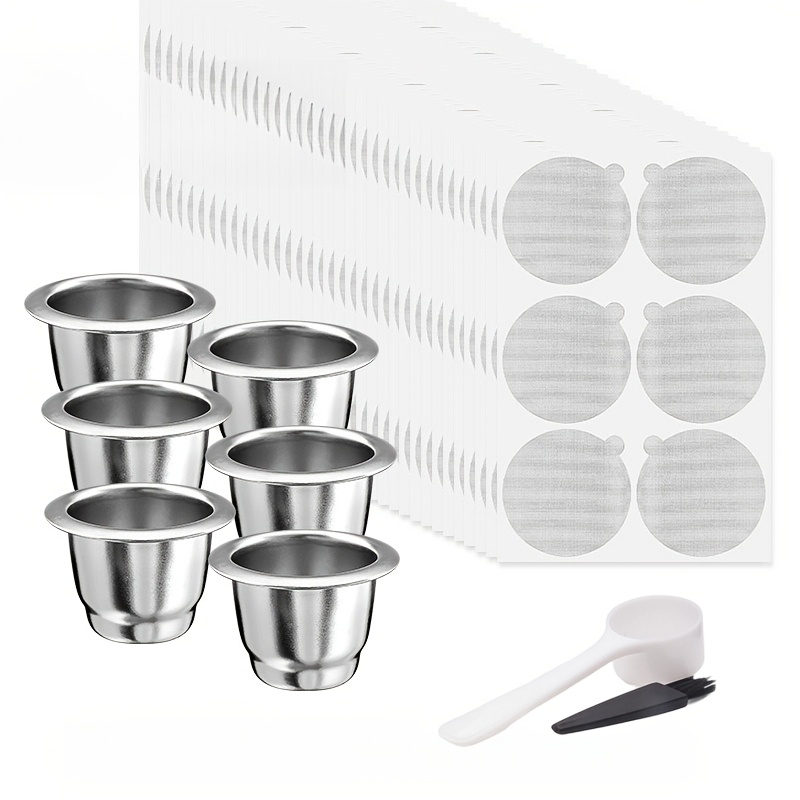 Stainless Steel Espresso Capsules That Reused, Featuring An Aluminum Foil Sealing Sticker. This Lid Is Designed To Work With Machines And Fits 6 Cup 204 Lids