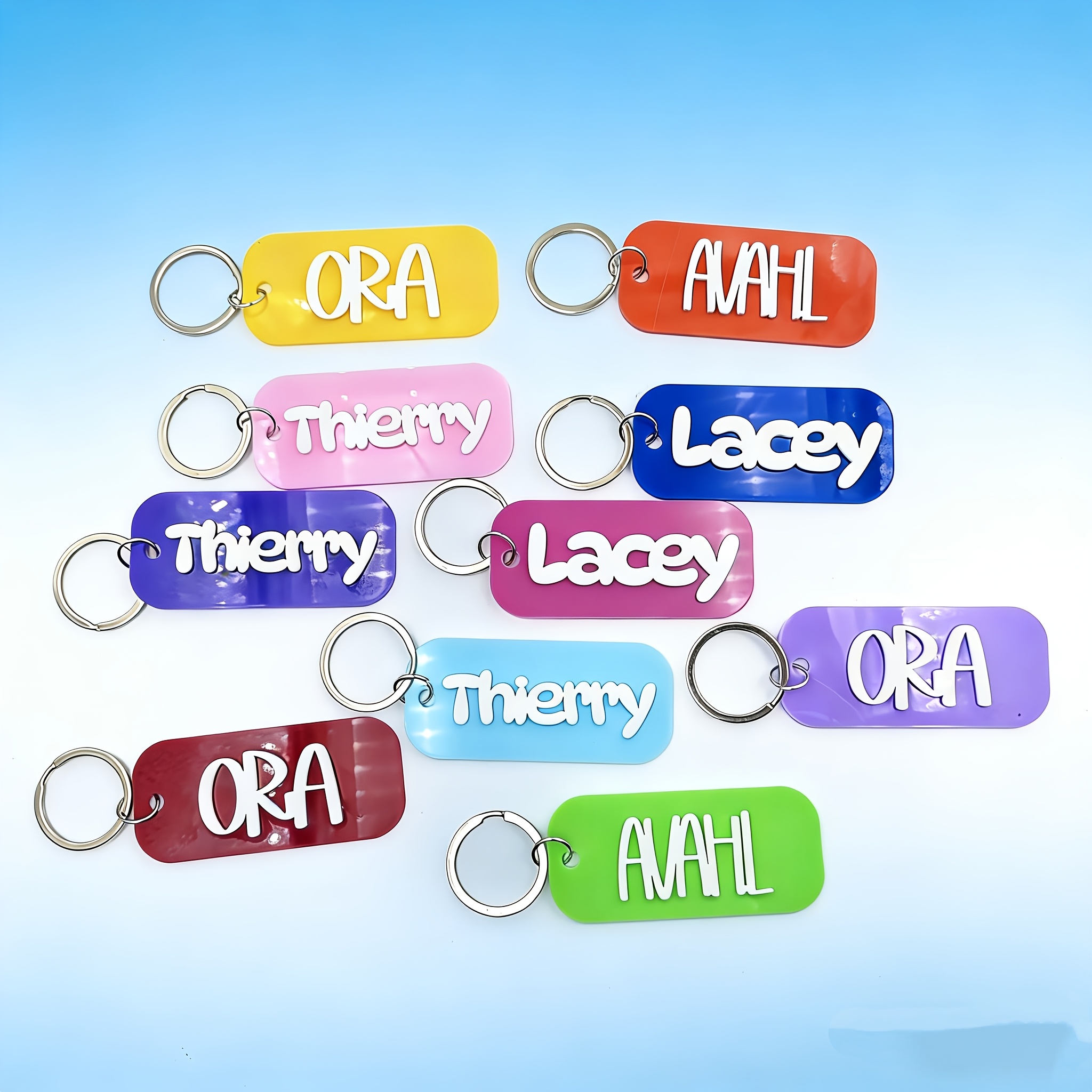 Personalized 3D Name Key Rings, Custom Acrylic Bag Tags