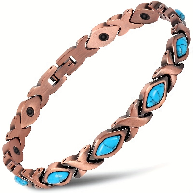 

Vintage Bohemian Style Copper Magnetic Bracelet For Women – Adjustable And Gift Jewelry With No Plating, Pure Copper Material, Fits All