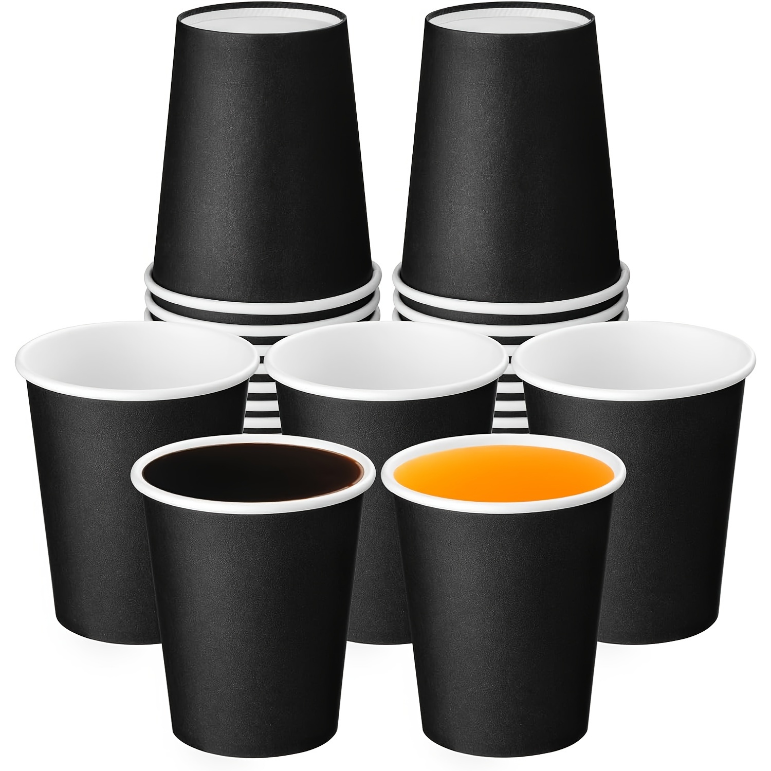 

10/30/50pcs 9oz Black Paper Cups, Disposable Mini Paper Cups For Home Apartment Office Use, Wedding Party Picnic Camping Supplies