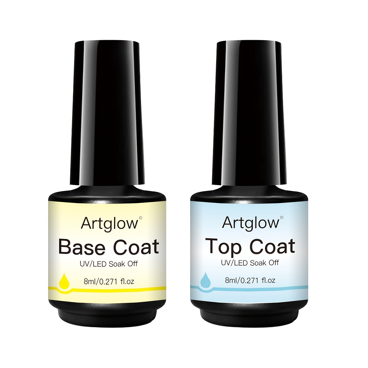 2pcs Nail Gel Base & Set, 0.271oz Each, Led/ Cured, Clear Gloss , Long-lasting Gel Polish Resin For Home & Professional Salon Use
