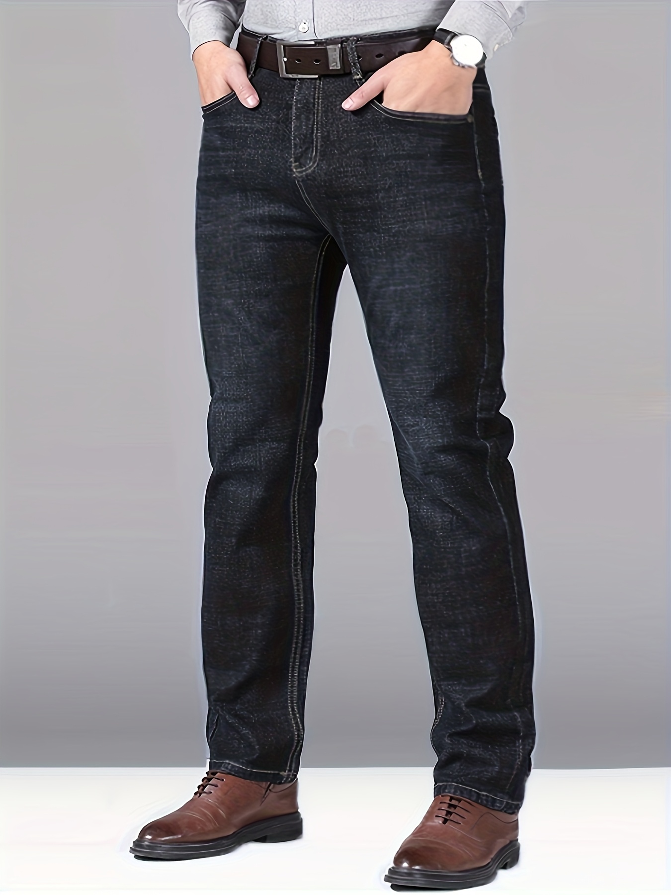 jeans   holgados para hombre, estilo 2026, pantalones casuales de media edad para    , estilo elástico de cintura  