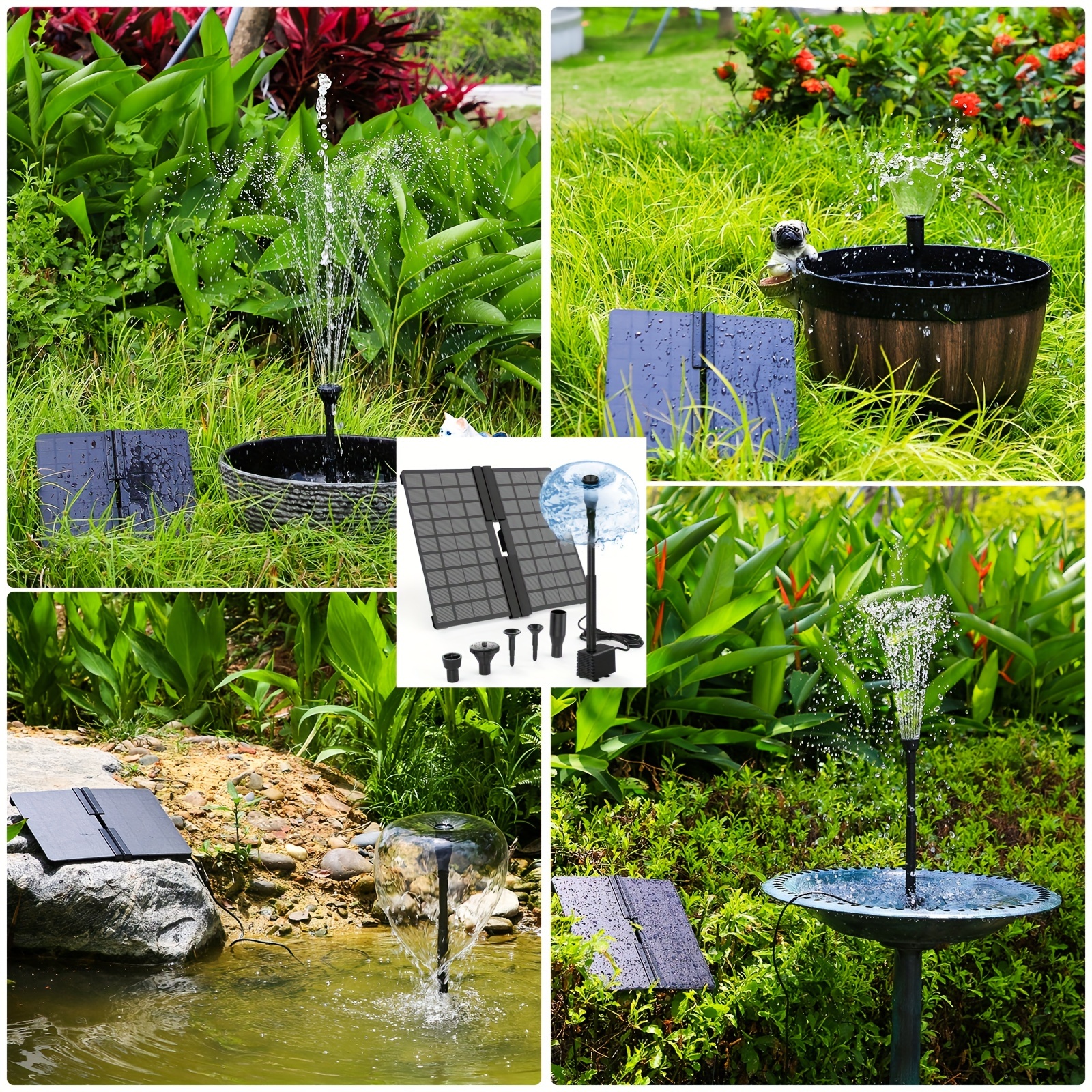 

Solar Fountain Foldable10w Solar Water Pump For Outdoor, Pump With Nozzles, Diy Water Feature Solar Pond Pump For Garden, Bird Bath, Ponds, Pool And Fish Tank