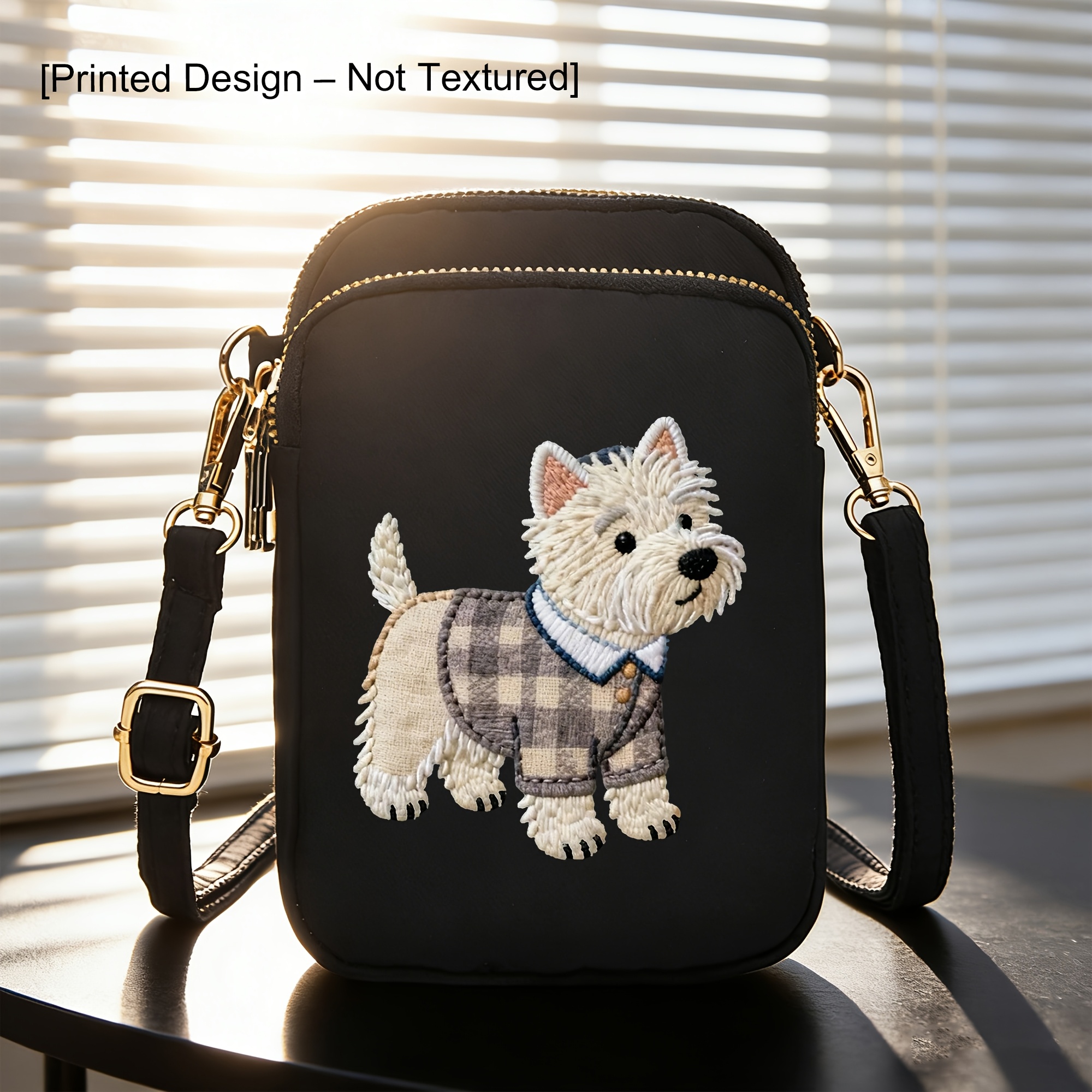 TEMU West Highland Pattern Women's Shoulder Bag, Mini Multi-pocket Coin Purse/phone Pouch, Multi-functional Crossbody Bag With Headphone Jack,