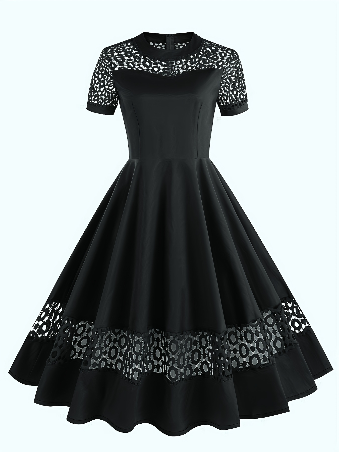 black 50s cocktail dress Black Mini Dress with Black Bows main image 1