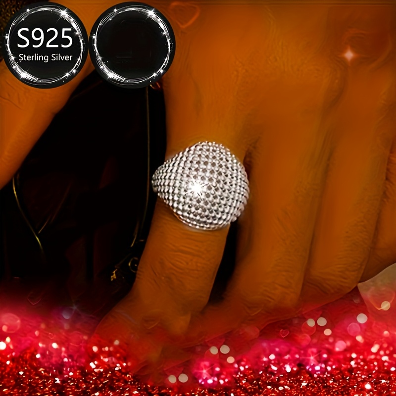 Women's Hip Hop Style 925 Sterling Silver Ring, Adjustable Band, 4.5g