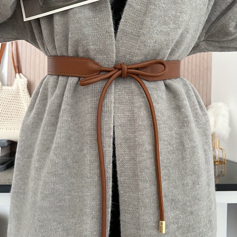 1pc Women'S Fashionable PU Waist Rope Belt Versatile for Dresses,  Sweaters, Coats, and Outerwear Decorative Belt with Alloy Buckl