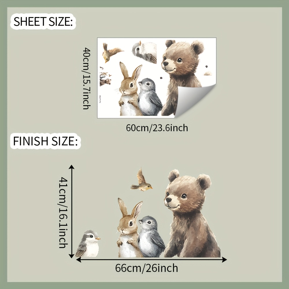 Image of 1pc, Wall Sticker, Animals, Removable Waterproof Pvc Sticker, Suitable For Living Room Bedroom Study Office Home Decoration Wall Decoration, 15.7 .6 Inches