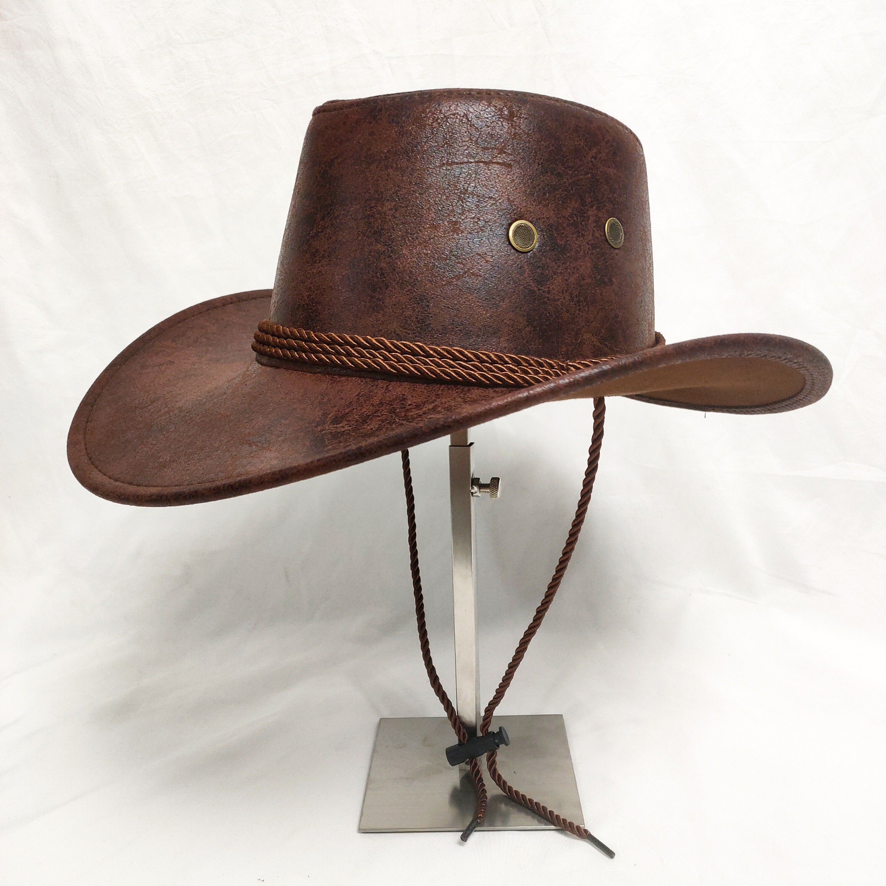 womens vintage distressed pu leather cowboy hat lightweight Temu
