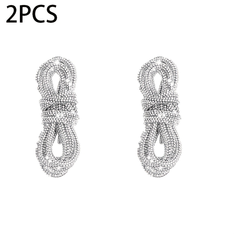 TEMU Lacets à Strass Lot de 2 - Lacets à Paillettes avec Anneau en Métal Robuste pour Baskets, Bottes, Pantalons de Jogging, Sweats à Capuche -