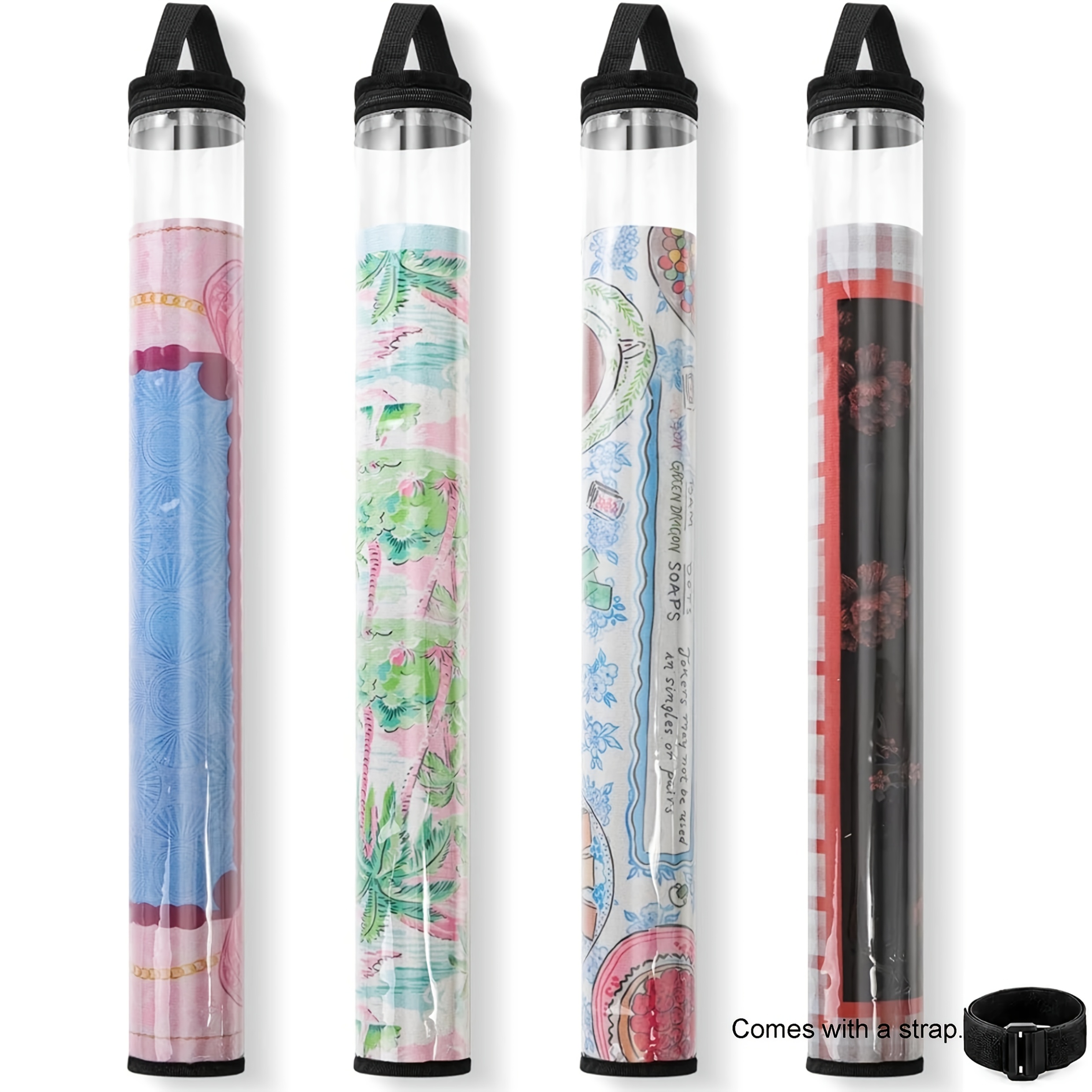 TEMU 4-pack Mahjong Mat Storage Bags 34 Inch Clear Storage Tubes With Zipper And Handle Foldable Soft Pvc (mat Not Included)