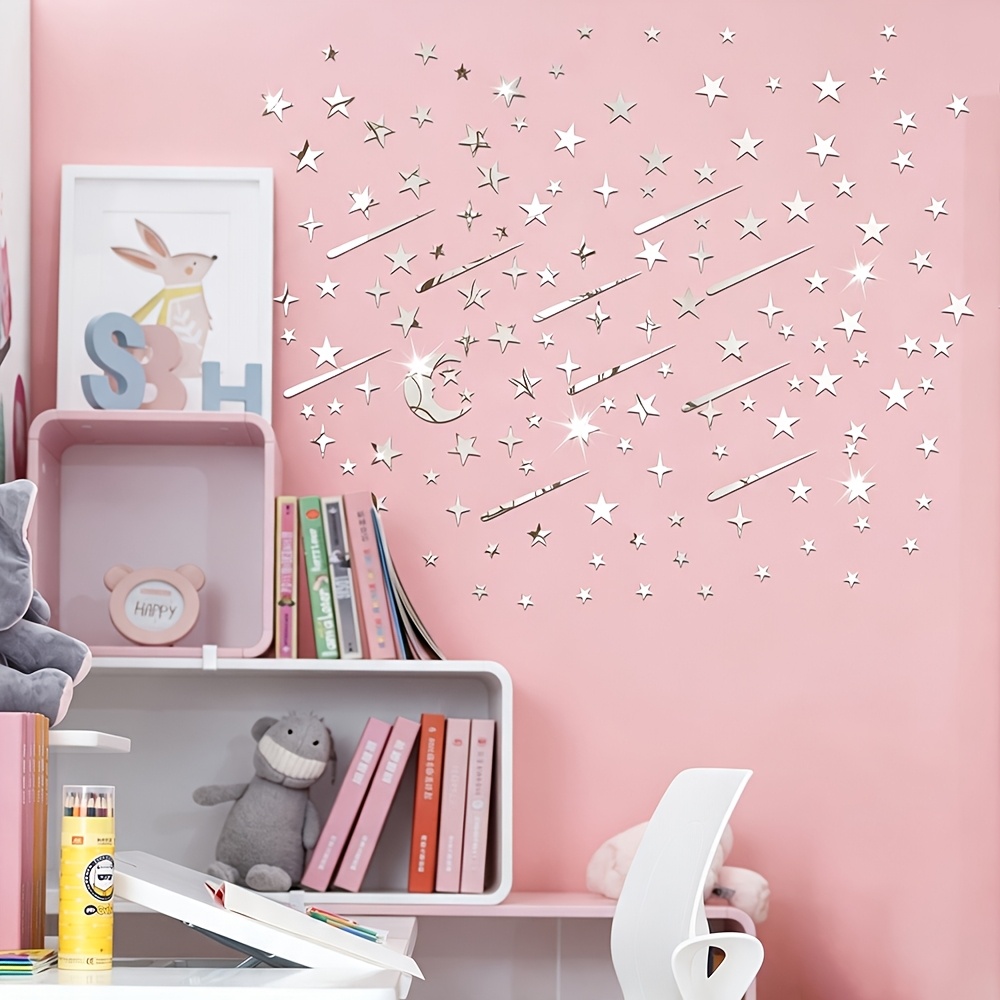 77pcs Shooting Star Acrylic Mirror Wall Stickers