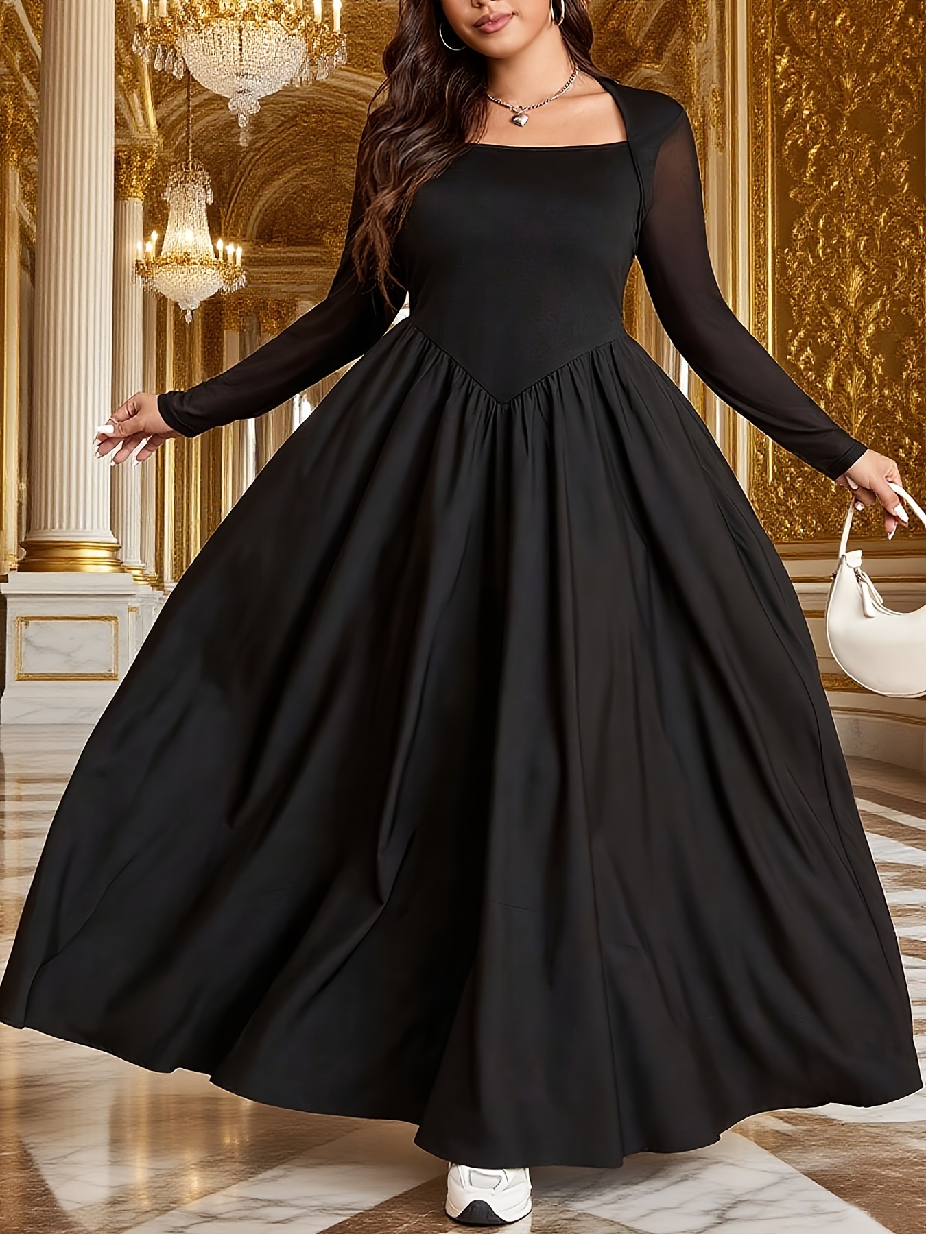 elegant vintage black dress Retro Stage 1950s Heart Print Tulle Swing Dress main image 0
