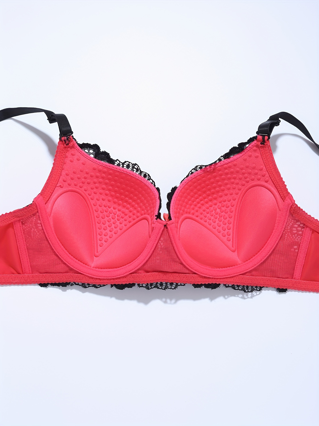 Contrast Lace Bra Panties Colorblock Push Bra Elastic Thong - Temu