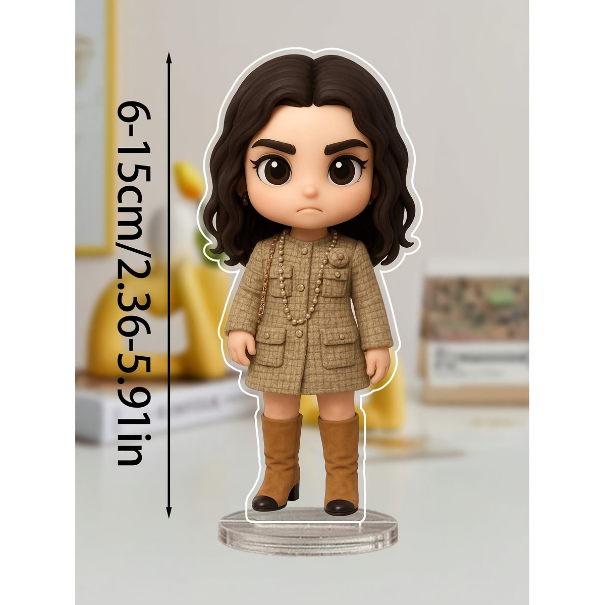 TEMU Custom Photo 2d Doll Portrait Stand - Personalized Plastic Stand, Printable With Your Photo, Wedding/anniversary Keepsake, And Desktop
