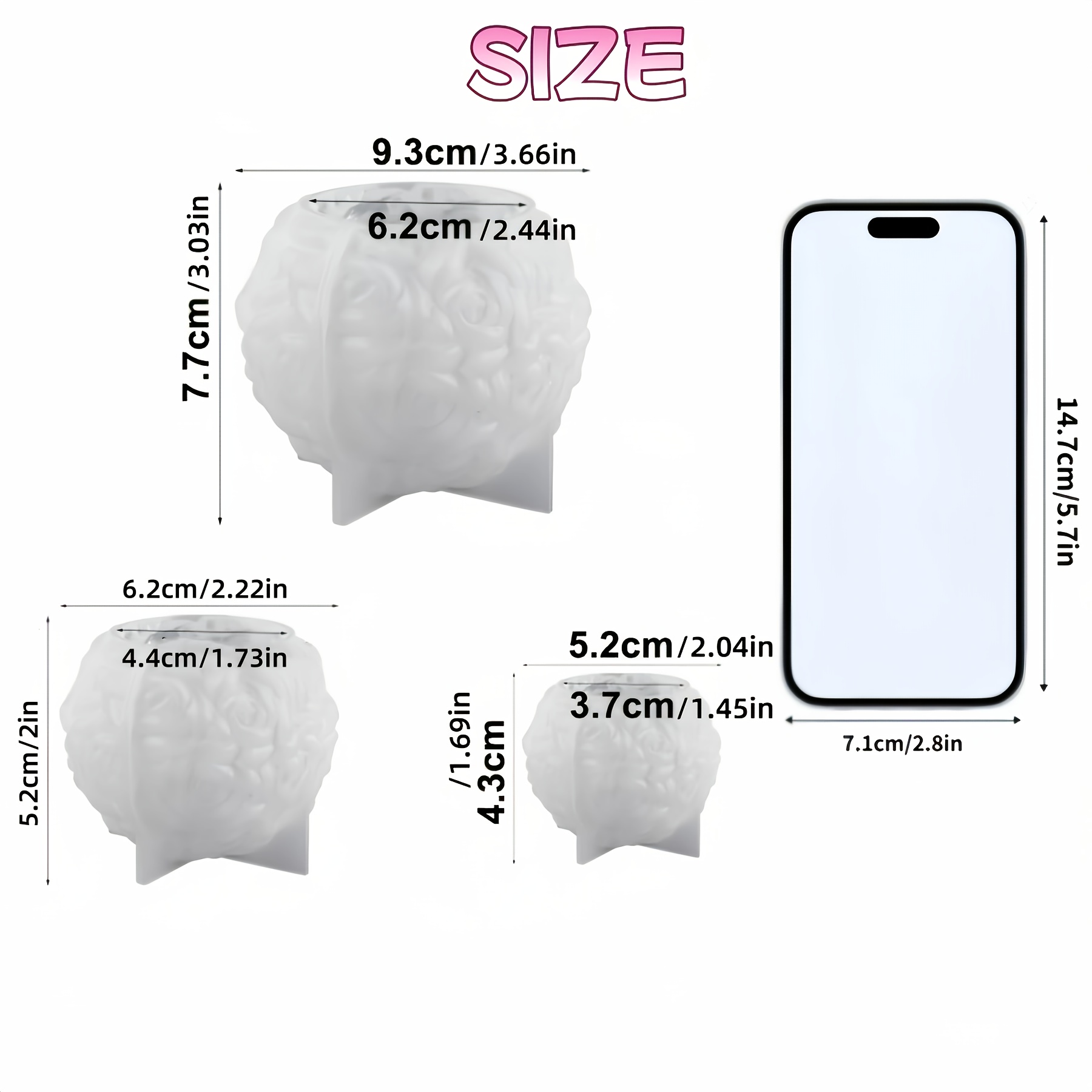 3pcs/pack Rose Ball Candle Silicone Molds, Wax Craft Molds For , Resin Art, Home Decor, & No Power Required