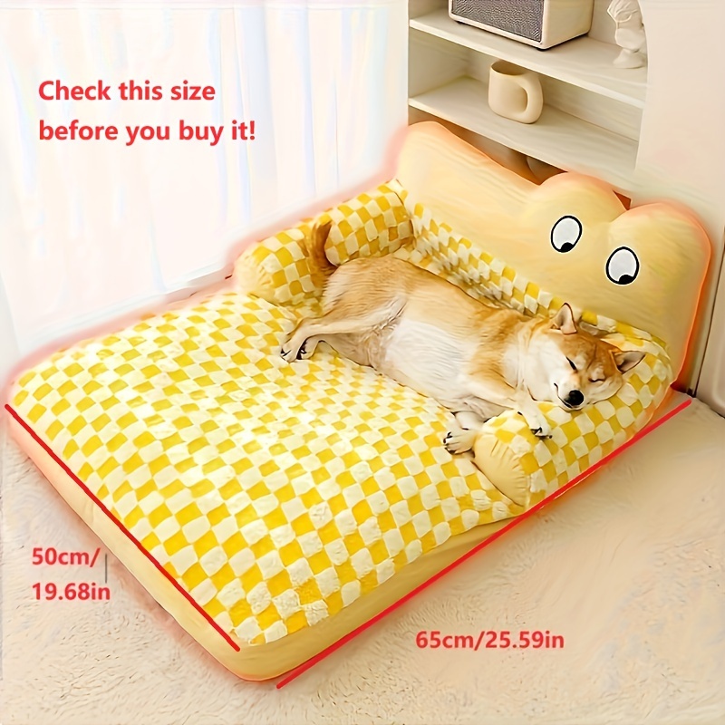 TEMU 1pc Dog Bed With Detachable Washable Cushion, Diamond Pattern Sofa For Dogs, All Pet Mat