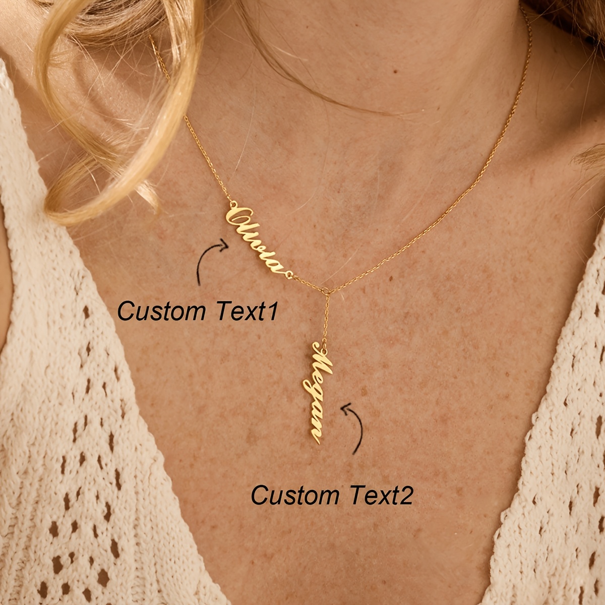 Personalized English Name Pendant Necklace, 18K Plated