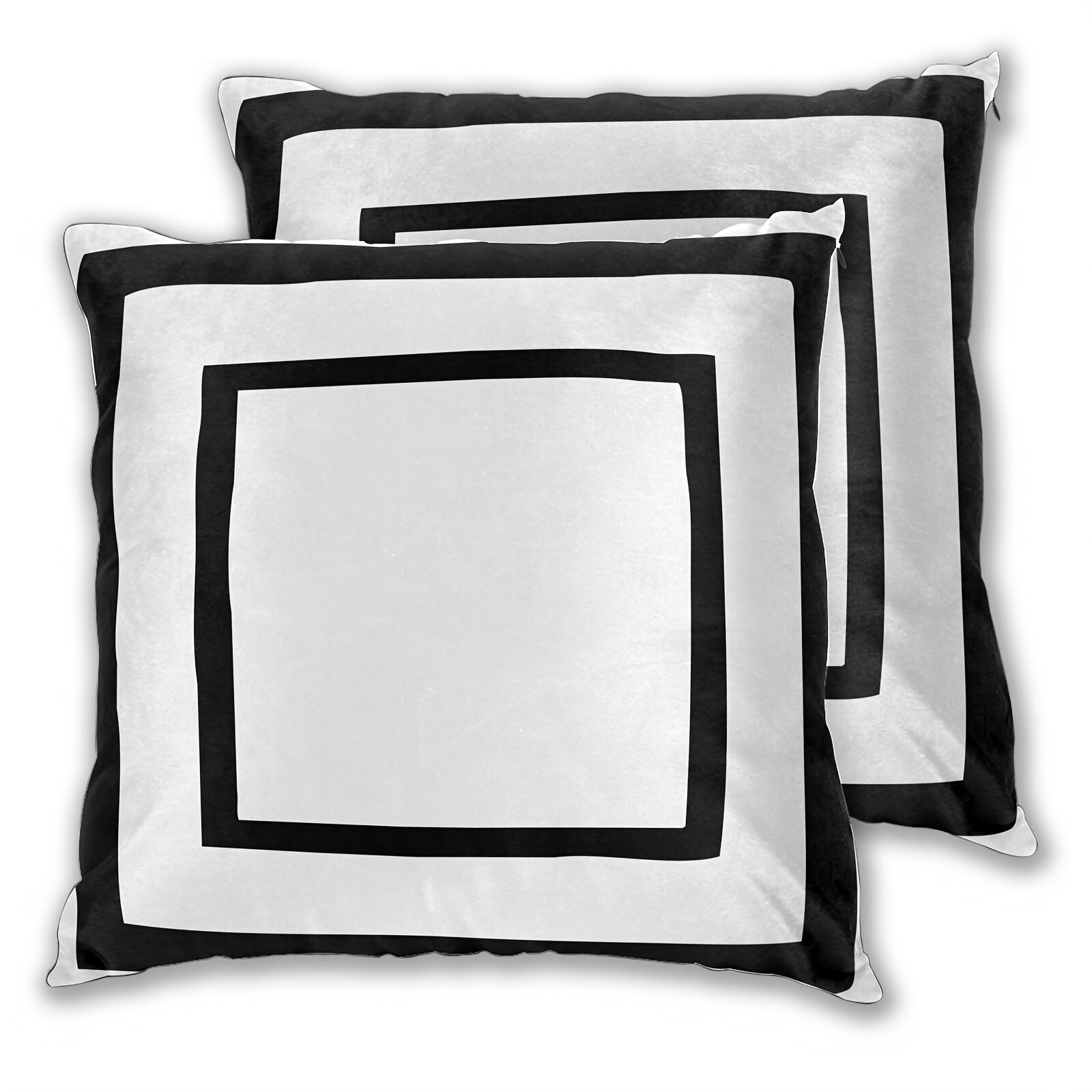 

2pcs Short Plush Outdoor Waterproof Throw Pillow Covers Geometric Pillowcases Black And White Pillow Covers For Patio Garden 18 X 18 Inches (no Pillow Core)