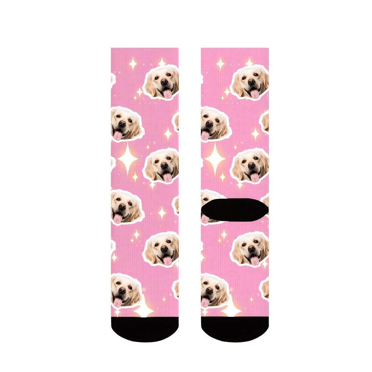 TEMU 1 Pair Customizable Face Socks - Personalized , Soft Stretchy Polyester Blend, Fun & Unique Gift For Couples, , Family - Hand Wash Only, Cute