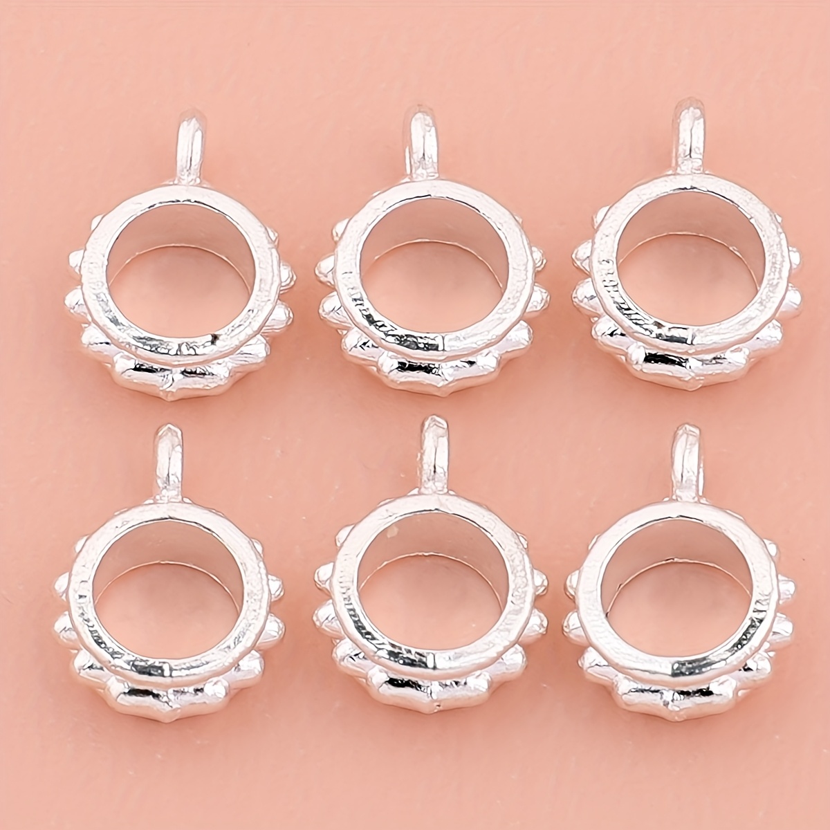 E-shop 50 Stück Spacer-Perlen Silberfarben Zinklegierung Anhänger Charme DIY Schmuckzubehör für Halsketten Armbänder Ohrringe Handmade Bastelset