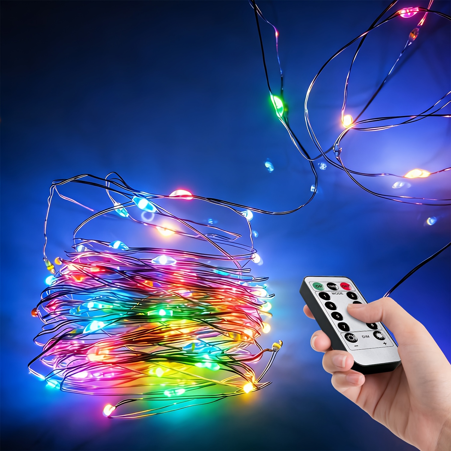 TEMU 1pc, Usb Silvery Wire Light, Remote Control Usb Silvery Wire Light With Automatic Timer, 8 Mini Light String, Suitable For Indoor, Garden,