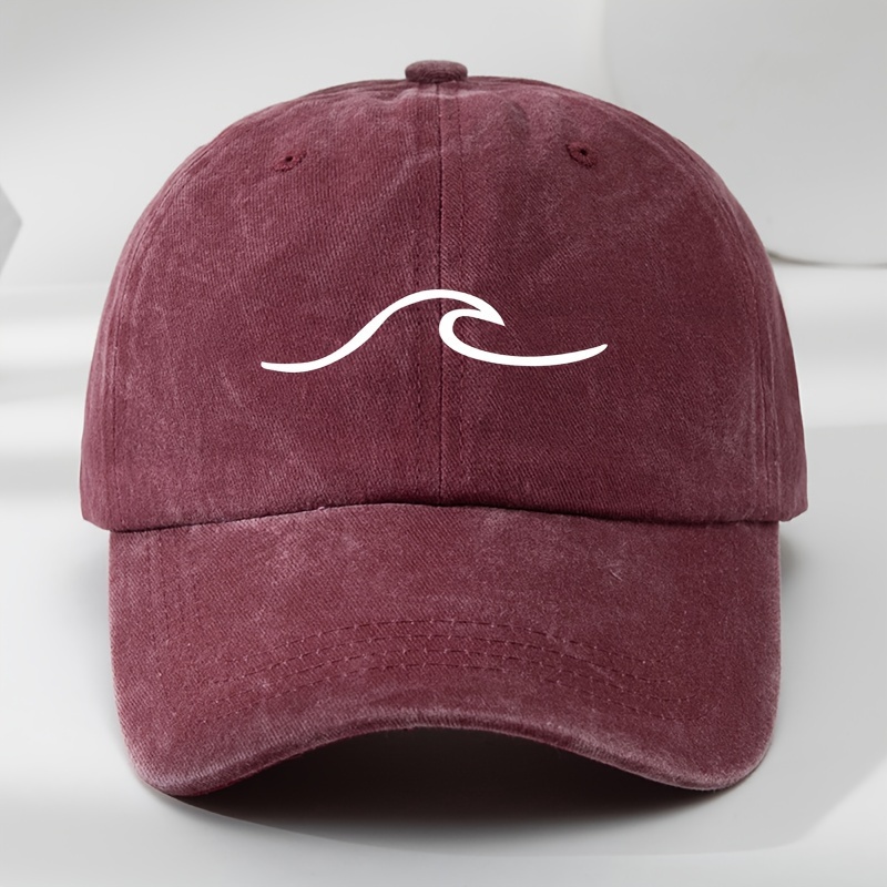 TEMU Gorra de béisbol con bordado de ondas, sombrero de pico , deportes al , viajes casuales, protección solar, sombrero de