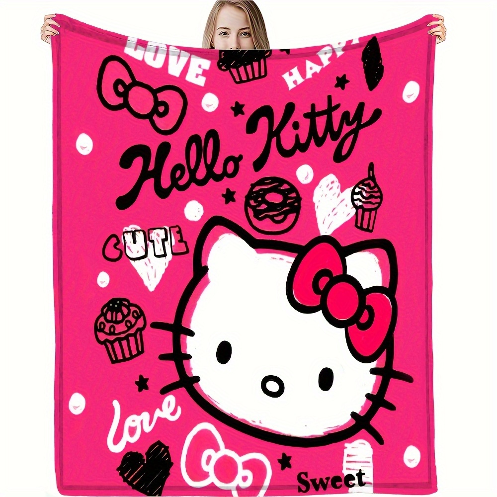 

1pc Hello Kitty Flannel Blanket, Gift Blanket Soft And Comfortable Throw Blanket For Girls Women, Suitable For Adults At Home Picnic Travel