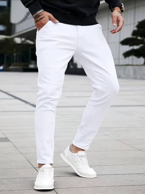 mens fit small leg easy versatile casual jeans