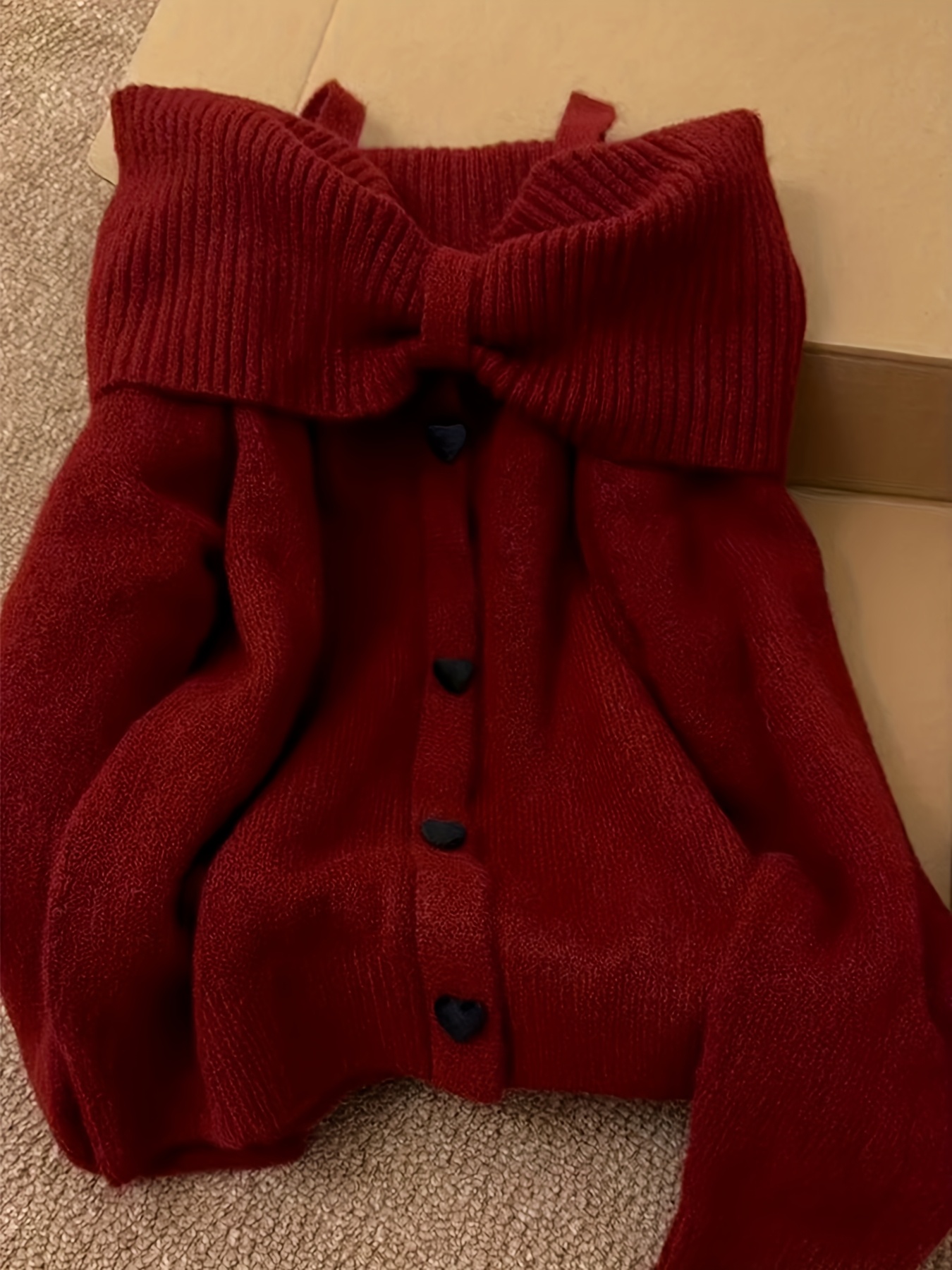 elegantsut 's off the shoulder collar sweater burgundy winter jacket with bow tie closure, sexy party blazer for christmas, weddings & special events, hand washable non outerwear