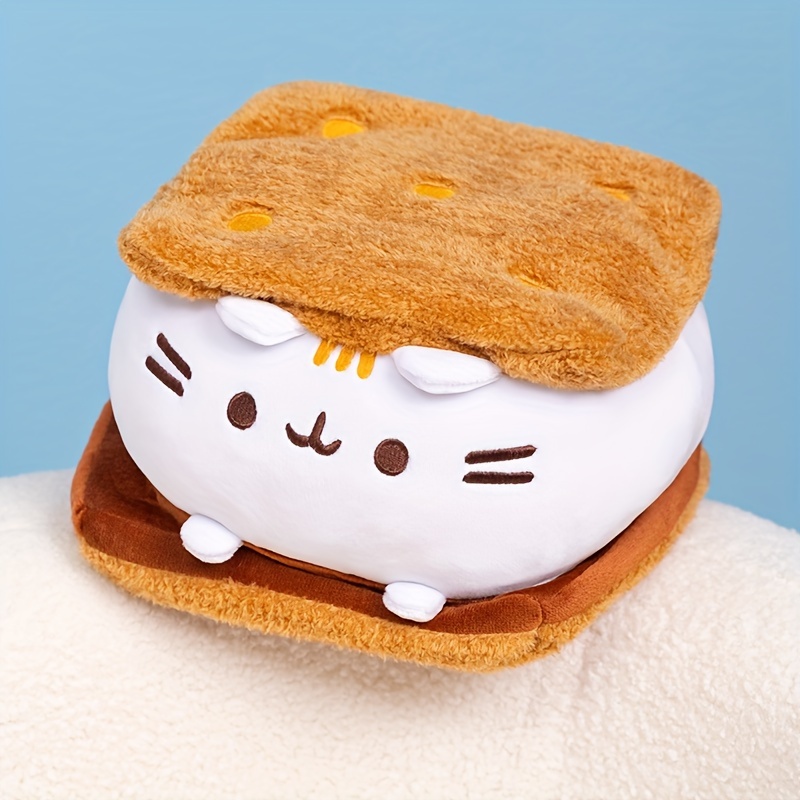 

1pc Cute Chocolate Sandwich Cookie Fat Cat Throw Pillow, Plush Toy, Cat Doll, Soft Stuffed Cat Pillow For Birthday Gift
