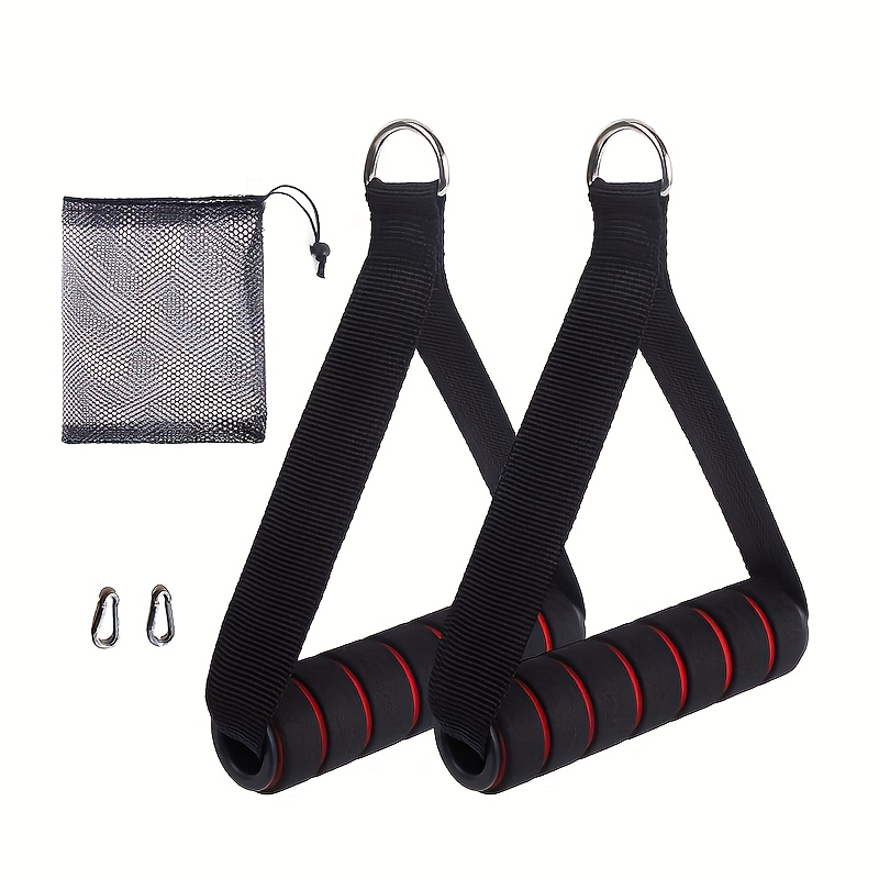 2 Red Handles + 2 Carabiner Clips Per Bag, Pull Rope Handles, Suitable For Resistance Grips, Suitable For Home Gym Strength Training, Pull Ropes, Pull-up Bars, Resistance And