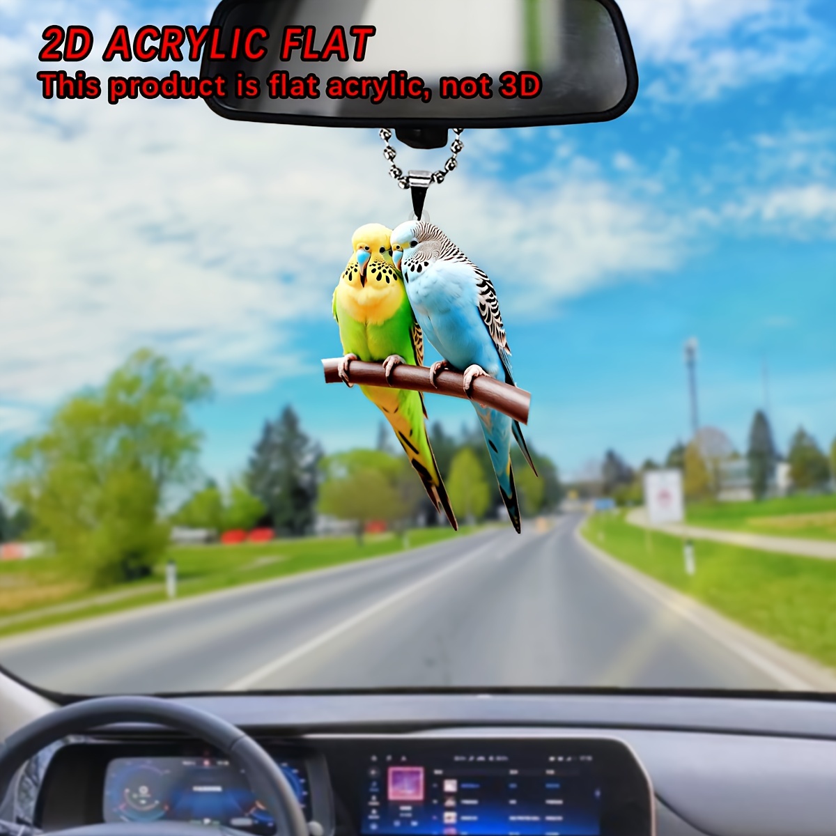 

1pc Parrot Couple Car Pendant, Cute Dancing Frog Acrylic Keychain - Multifunctional 2d Charm For Rearview Mirror, Backpacks, And Holiday Decorations - Ideal Christmas Or Birthday Gift