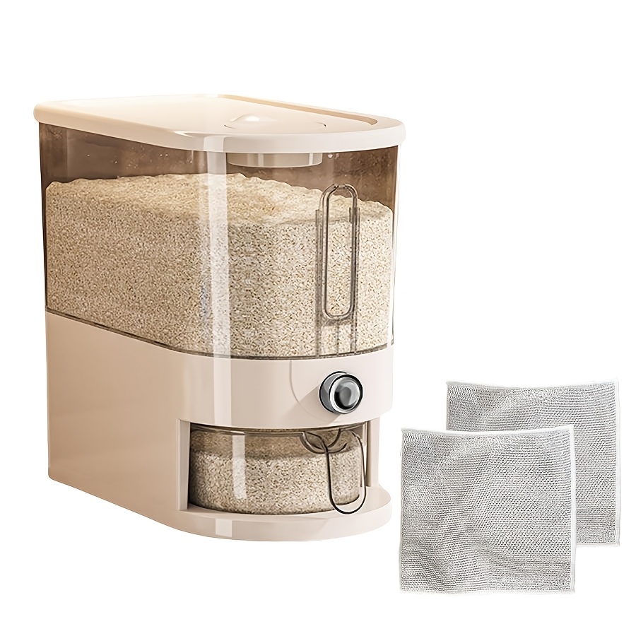 TEMU Insect-proof Moisture-proof Sealed Large-capacity Rice Container 11lbs/22lbs Quantitative Rice Storage Bucket With Measuring Cup Food-grade