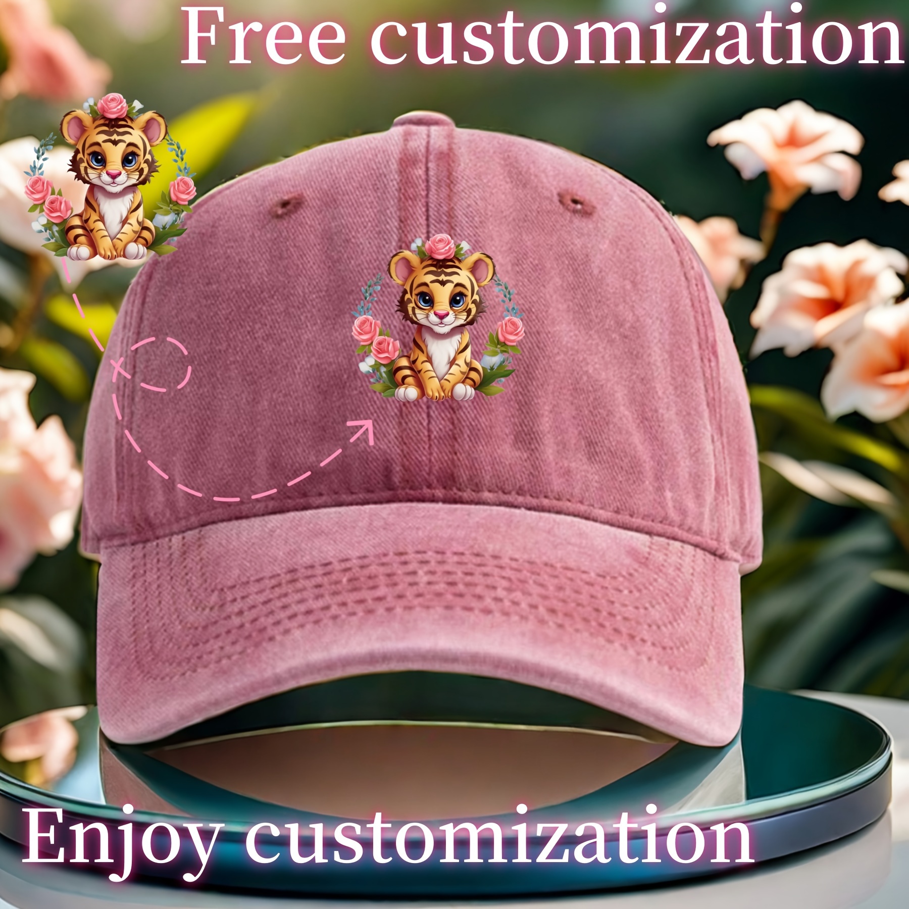 

Custom Text Embroidered Washed Cotton Baseball Cap, Breathable Adjustable Sports Hat, Personalized Dad Hat For Golf, Running, Badminton, Work & Casual Wear