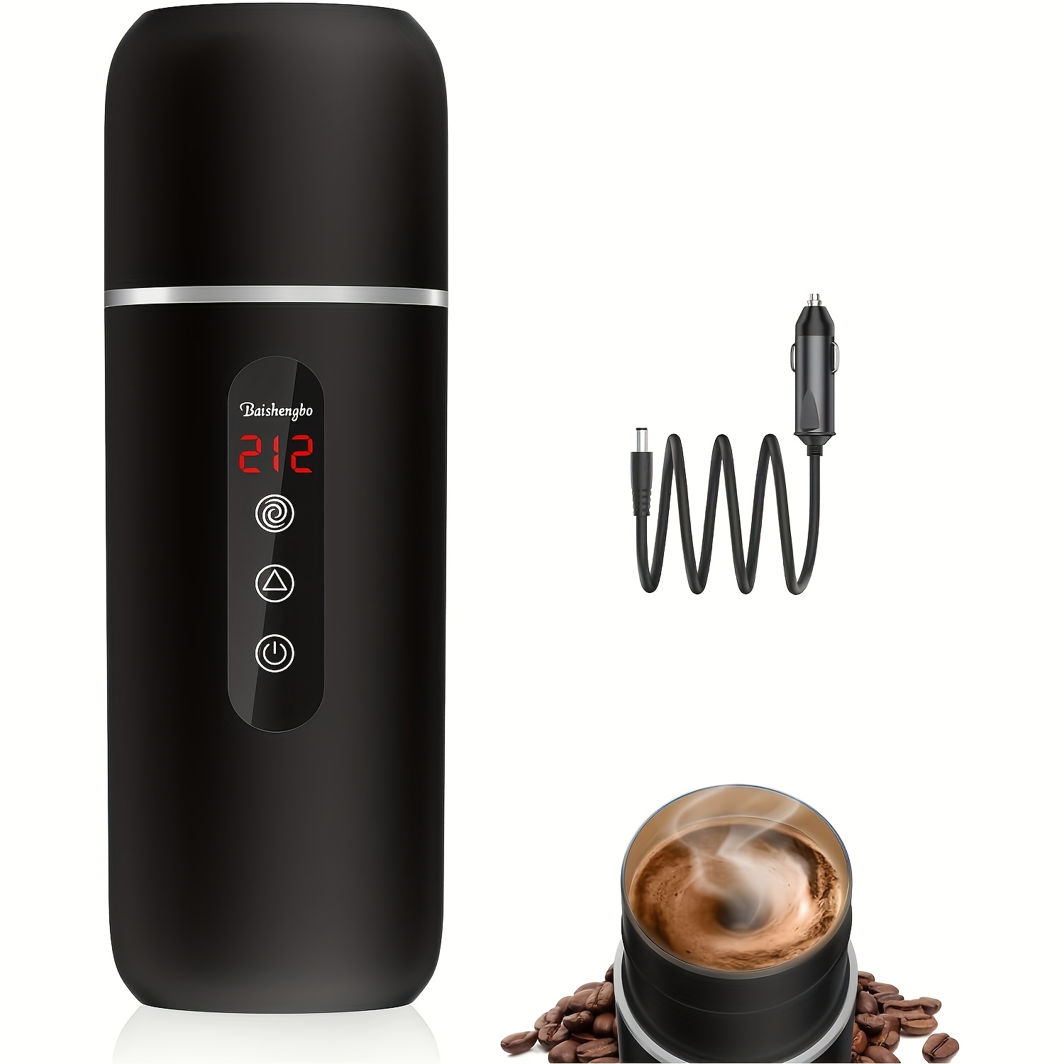 Image of Travel Electric Kettle And Car Coffee Warmer - 12v/24v Portable Hot Water Heater With Stirring, Small Hot Water Boiler With Built-in Magnetic Induction