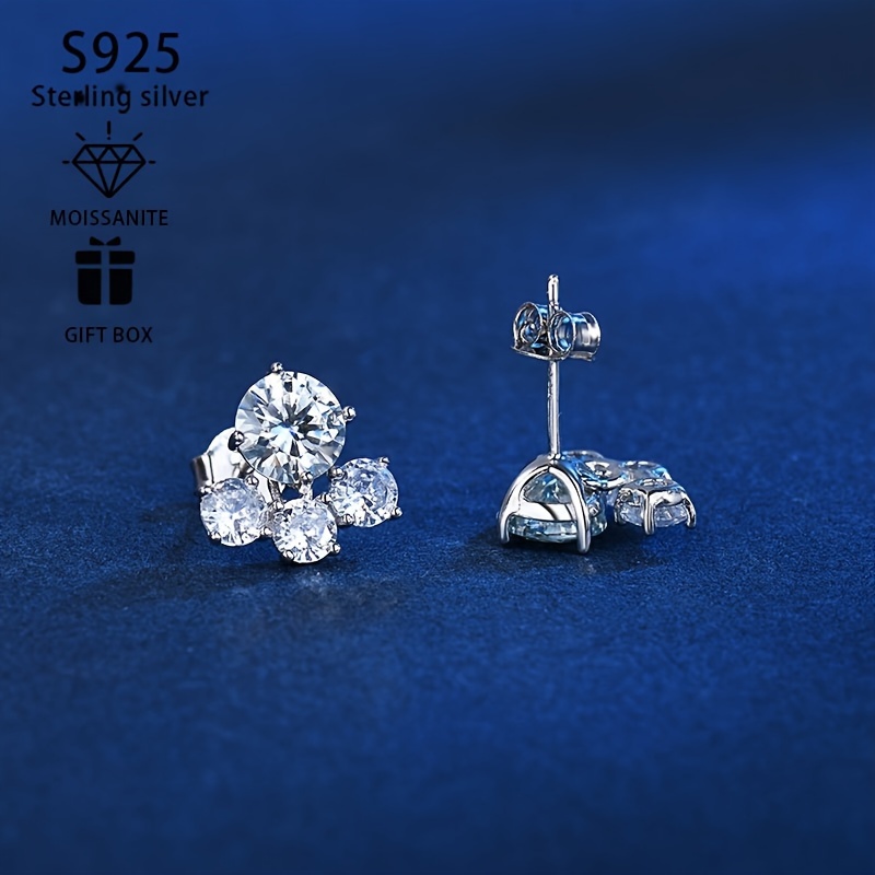 luxurious 2 carat moissanite stud earrings for women s925 sterling silvery   weddings engagements anniversaries   gift box details 1