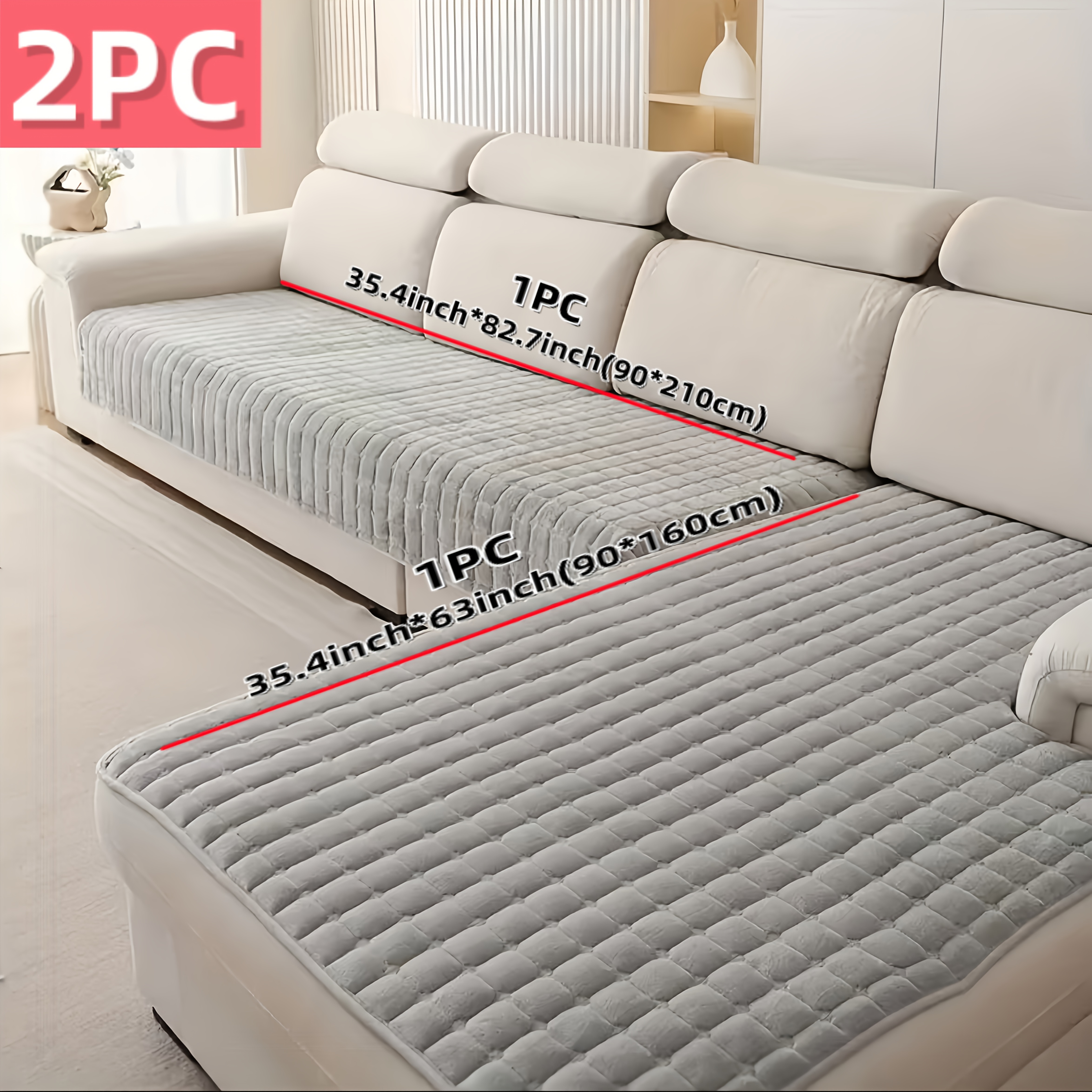 TEMU Set cuscini a forma di L per in peluche con design granulare antiscivolo sul retro, adatti per camera da letto, ufficio, soggiorno, casa, adatti