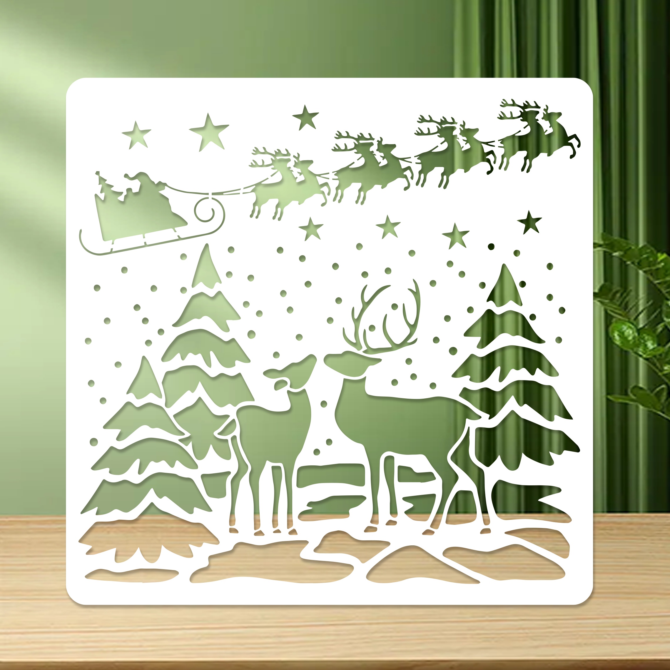 

12x12" Reusable Christmas Painting - Theme, Plastic For Spraying & Art