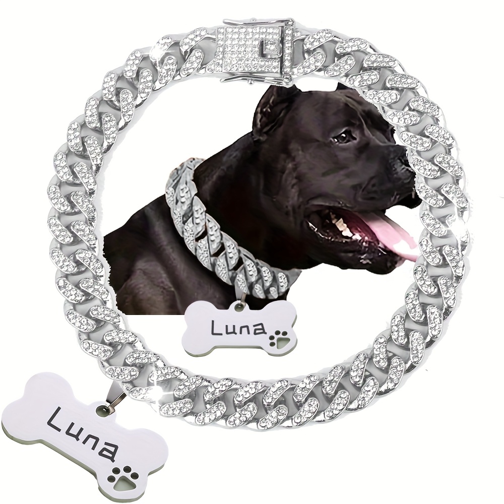 custom engraved cuban chain collar dogs wide hip Temu Sweden