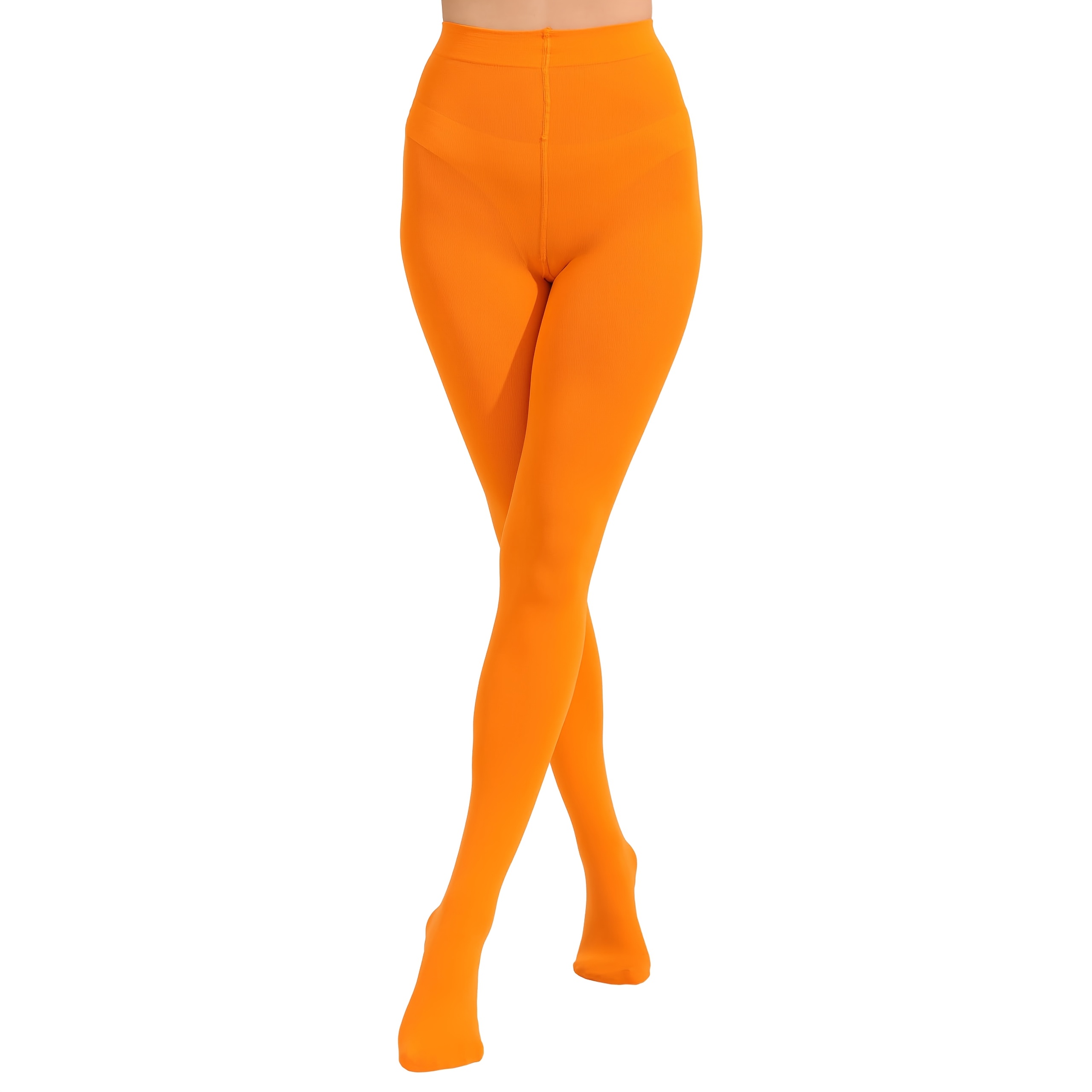 Image of 1 Pair Of High-waisted Tights For Women - Orange, Super Soft And Elastic, Full-length Leggings For Dancing, Daily Wear: Elastic, Comfortable, Abdominal , Suitable For Use
