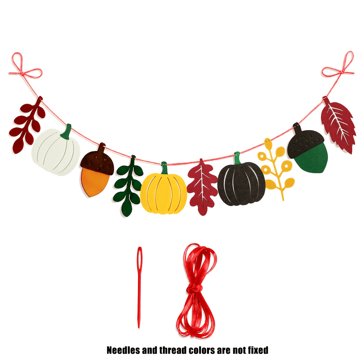 TEMU Autumn Felt Wreath Banner, Pumpkin Chestnut Maple Leaf Fall Hanging Decor, Harvest Thanksgiving Wall Hanging, Suitable For Home Fireplace Shelf