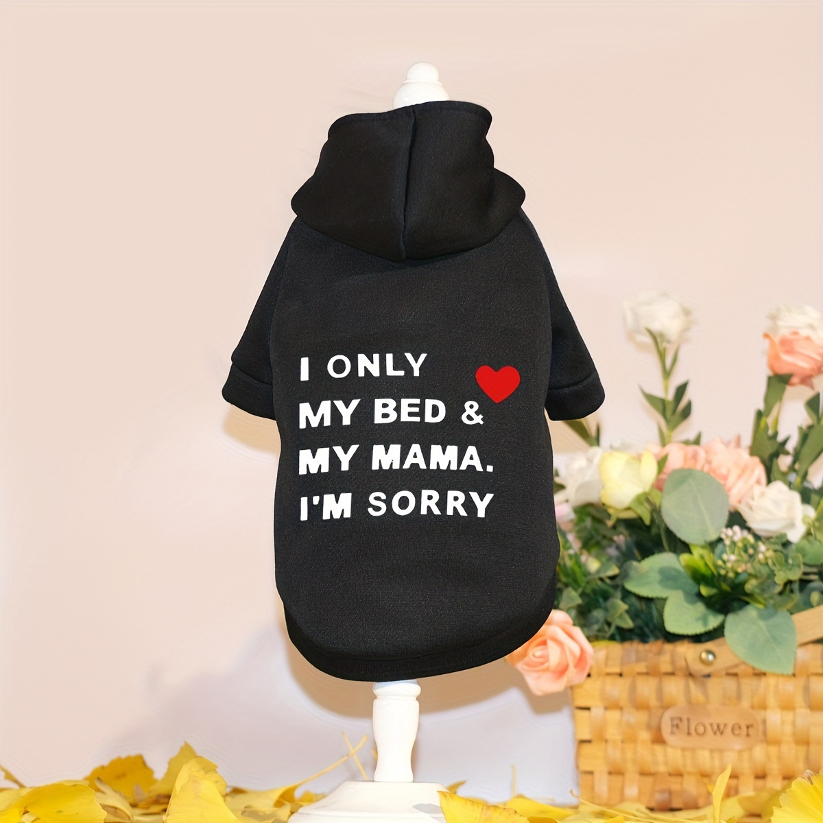 Temu 1Pc Black Pet Sweatshirt, Winter Warm Dog Clothes, Autumn/Winter Anti-Shedding Teddy Bichon Pomeranian Dog Puppy Casual Sweatshirt-image