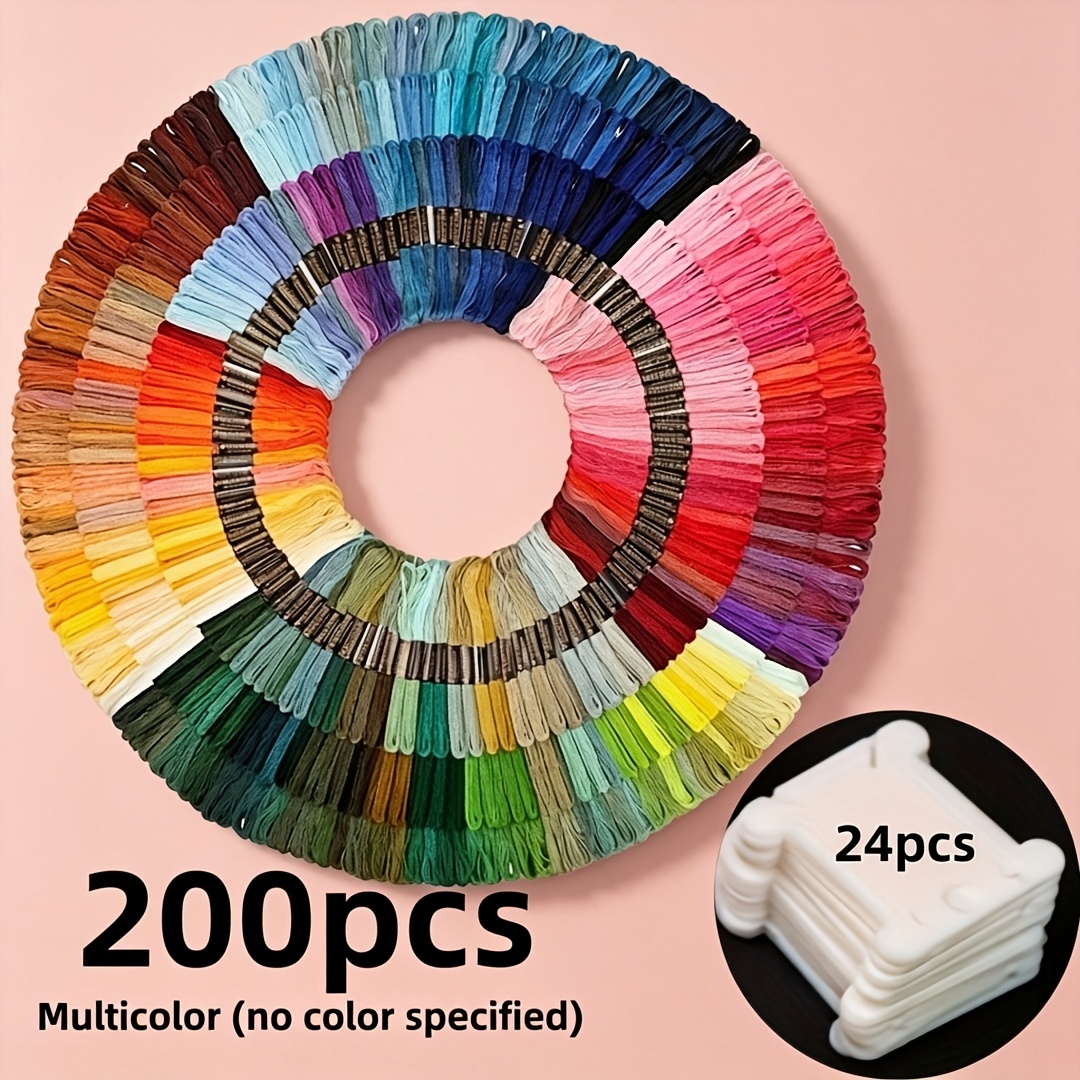 74/224pcs Polyester Embroidery Thread Set with Winding Cards