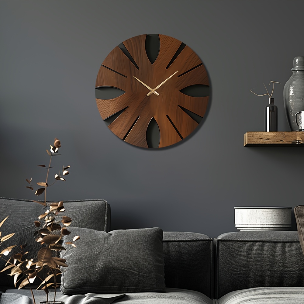 Decorative Wooden Round Wall Clock Artistic Silent Clock Battery Operated Decor for Home 14 16 18 inch Vintage Wooden Clock Home Decor for Kitchen, Living Room, Bedroom, Office